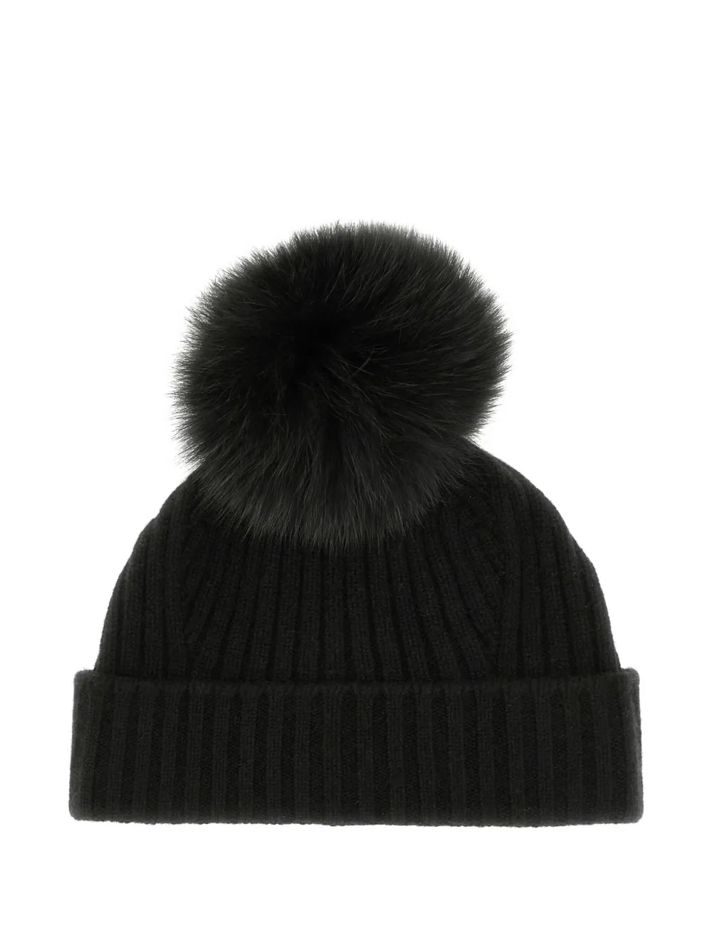 Vanisè ribbed pom-pom beanie hat - Zwart