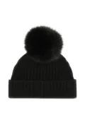Vanisè ribbed pom-pom beanie hat - Black
