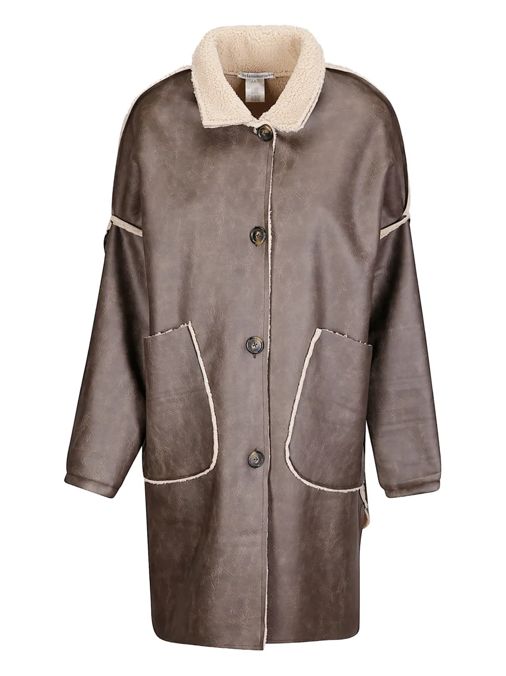 Stefano Mortari sherpa-trimmed buttoned coat | Brown | Image 1