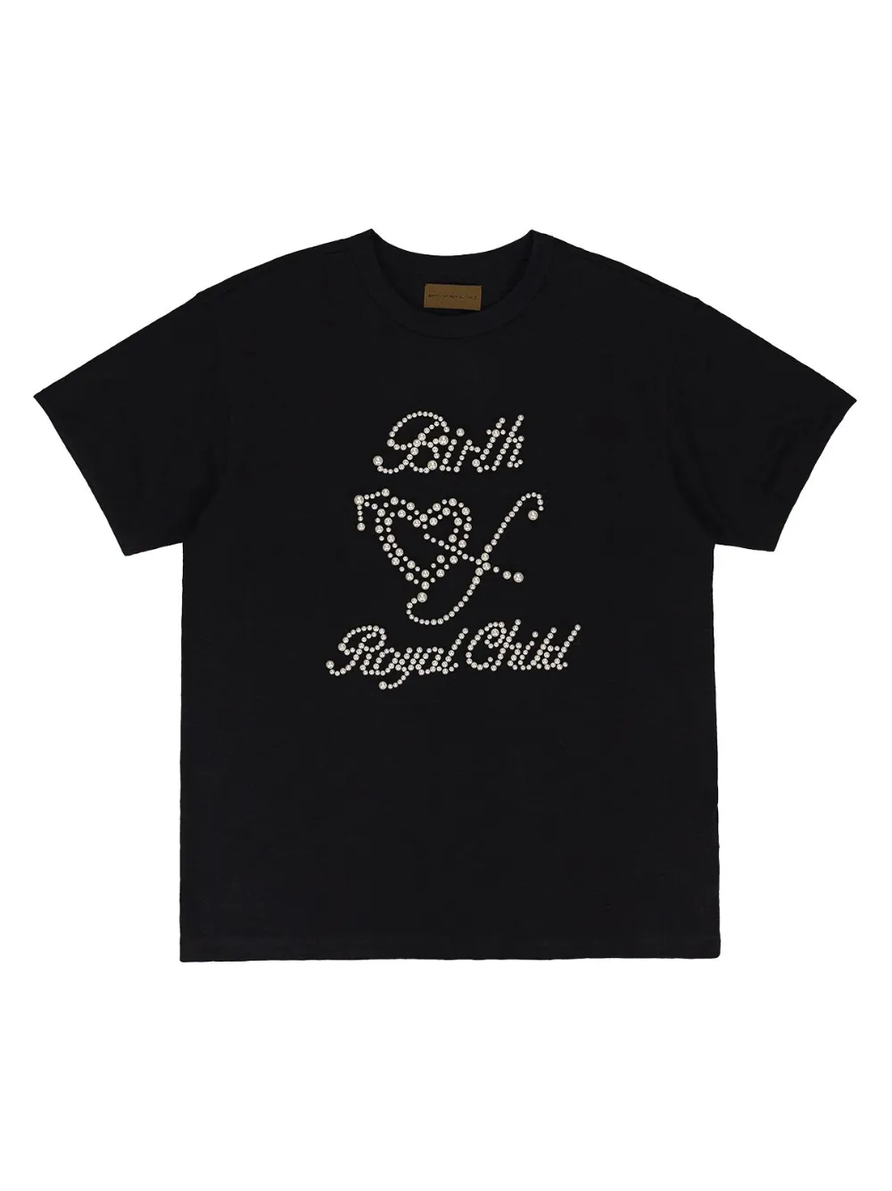 BIRTH OF ROYAL CHILD Top a maniche corte con decorazione in perle - Nero