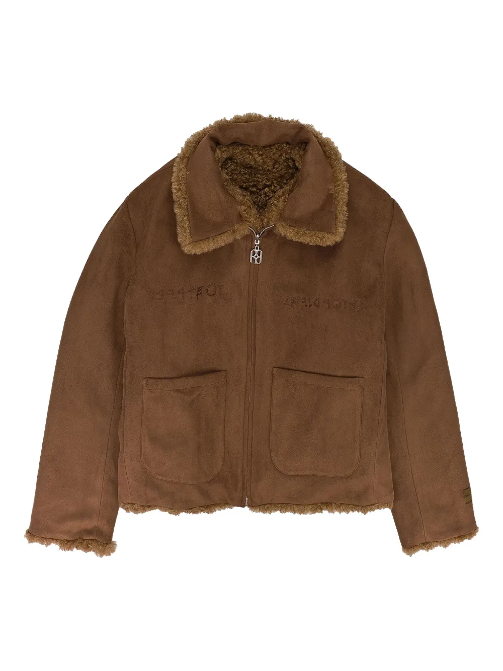 floral-motif suede jacket