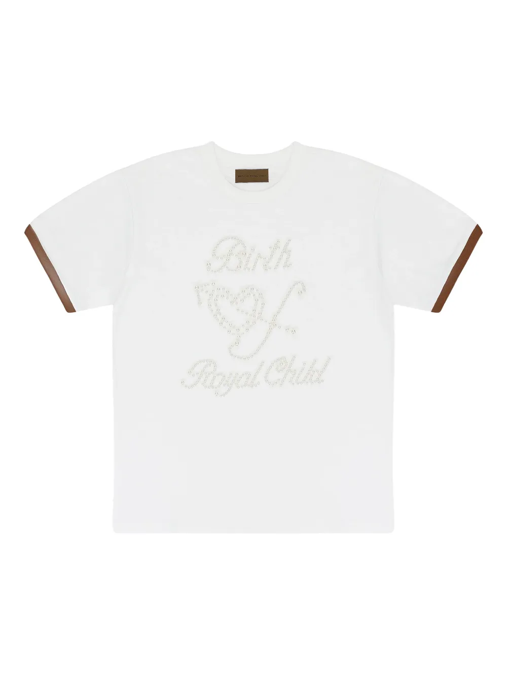 pearl-embellished short-sleeve top