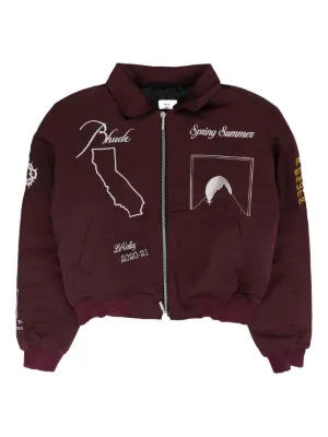 RHUDE Souvenir Embroidered Bomber Jacket | Brown | FARFETCH