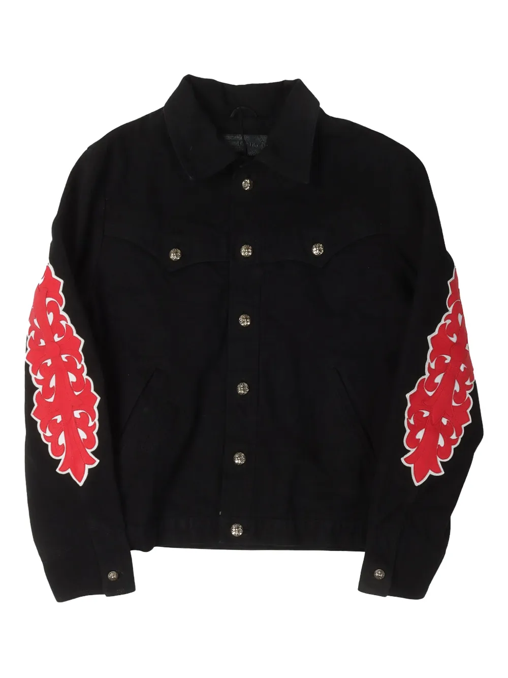 Chrome Hearts floral cross-appliqué denim jacket | Black | Image 1