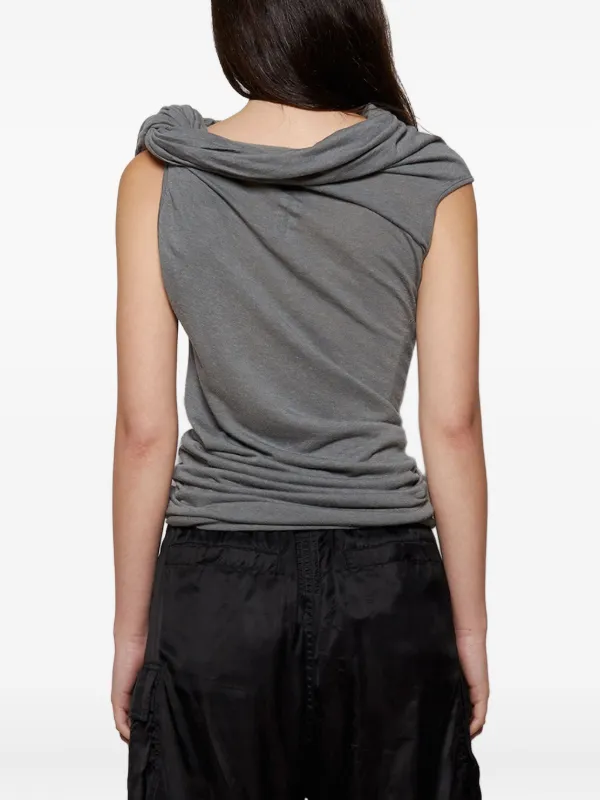 Rick Owens Draped Twist Top | Grey | FARFETCH