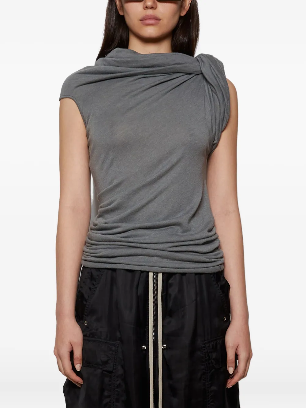 Rick Owens Draped Twist Top In Gray