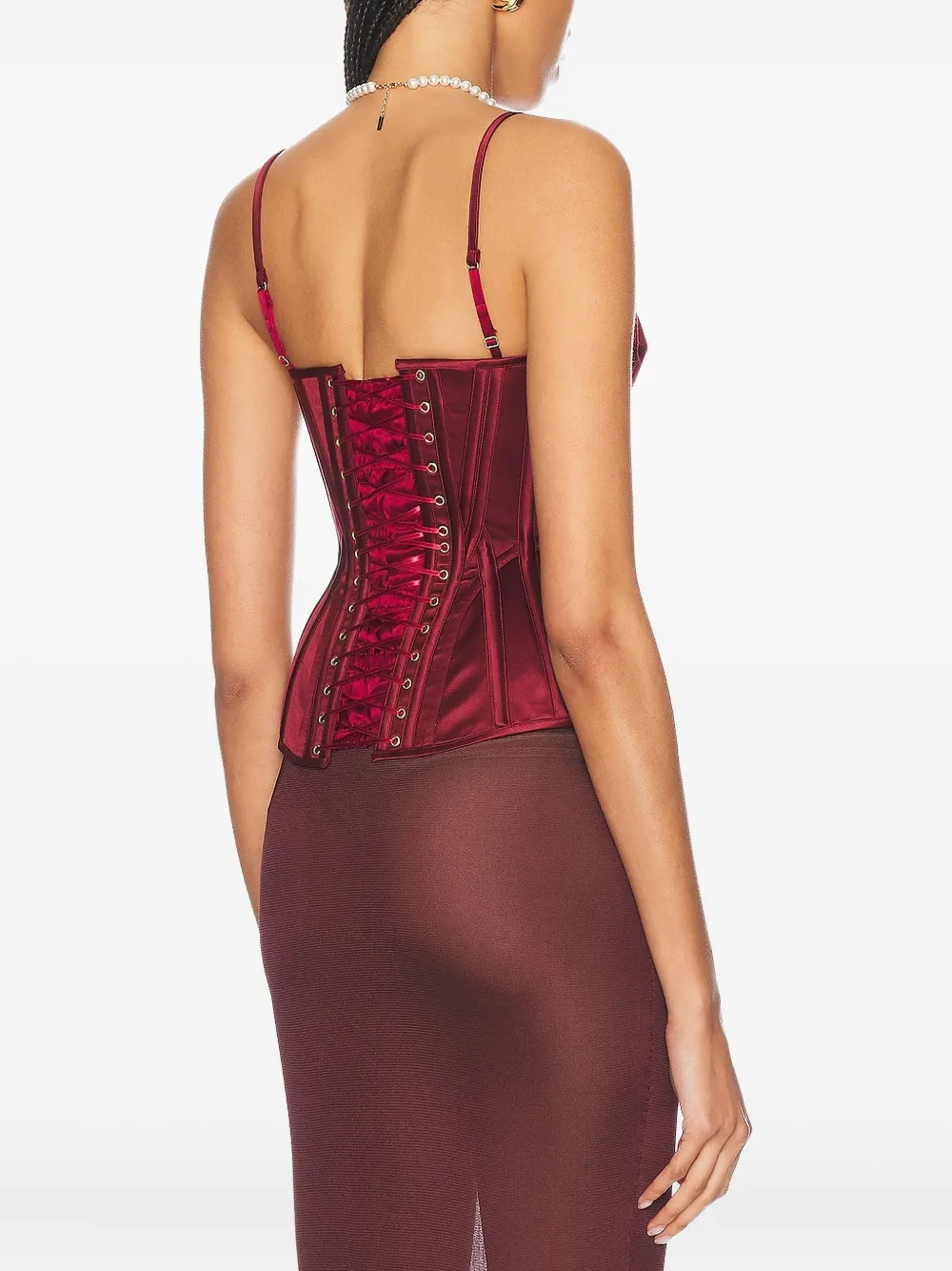 Wiederhoeft Salon Silk-satin Bustier Top In Burgundy