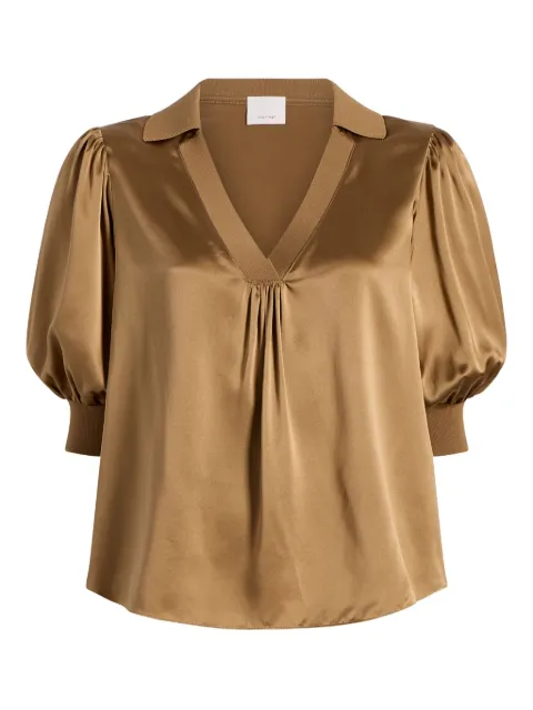 Cinq A Sept puff-sleeve V-neck top