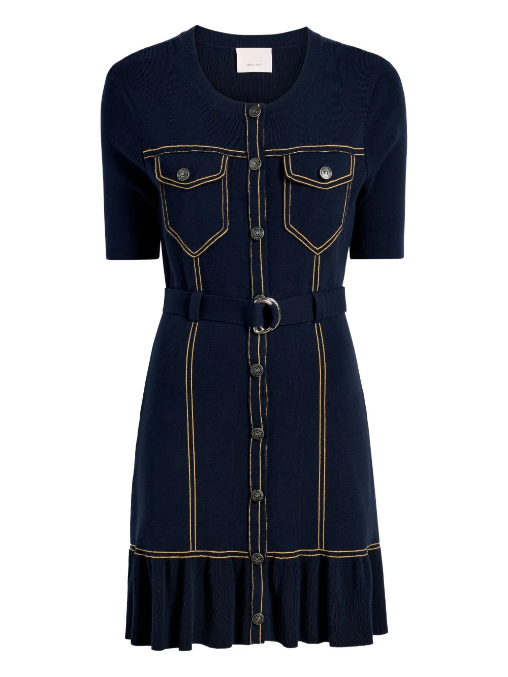 button-detailed ruffled mini dress