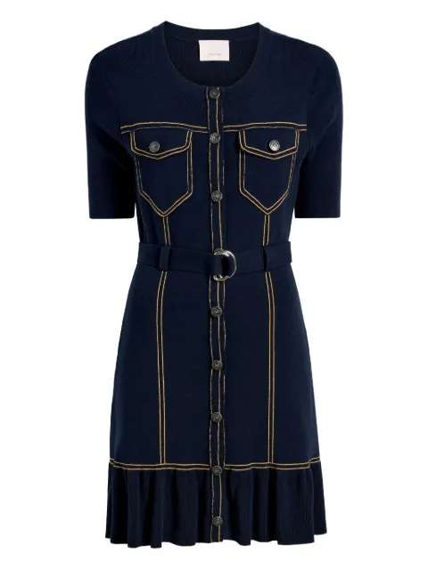 Cinq A Sept button-detailed ruffled mini dress