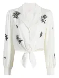 Cinq A Sept floral-embroidered tie-front top - White