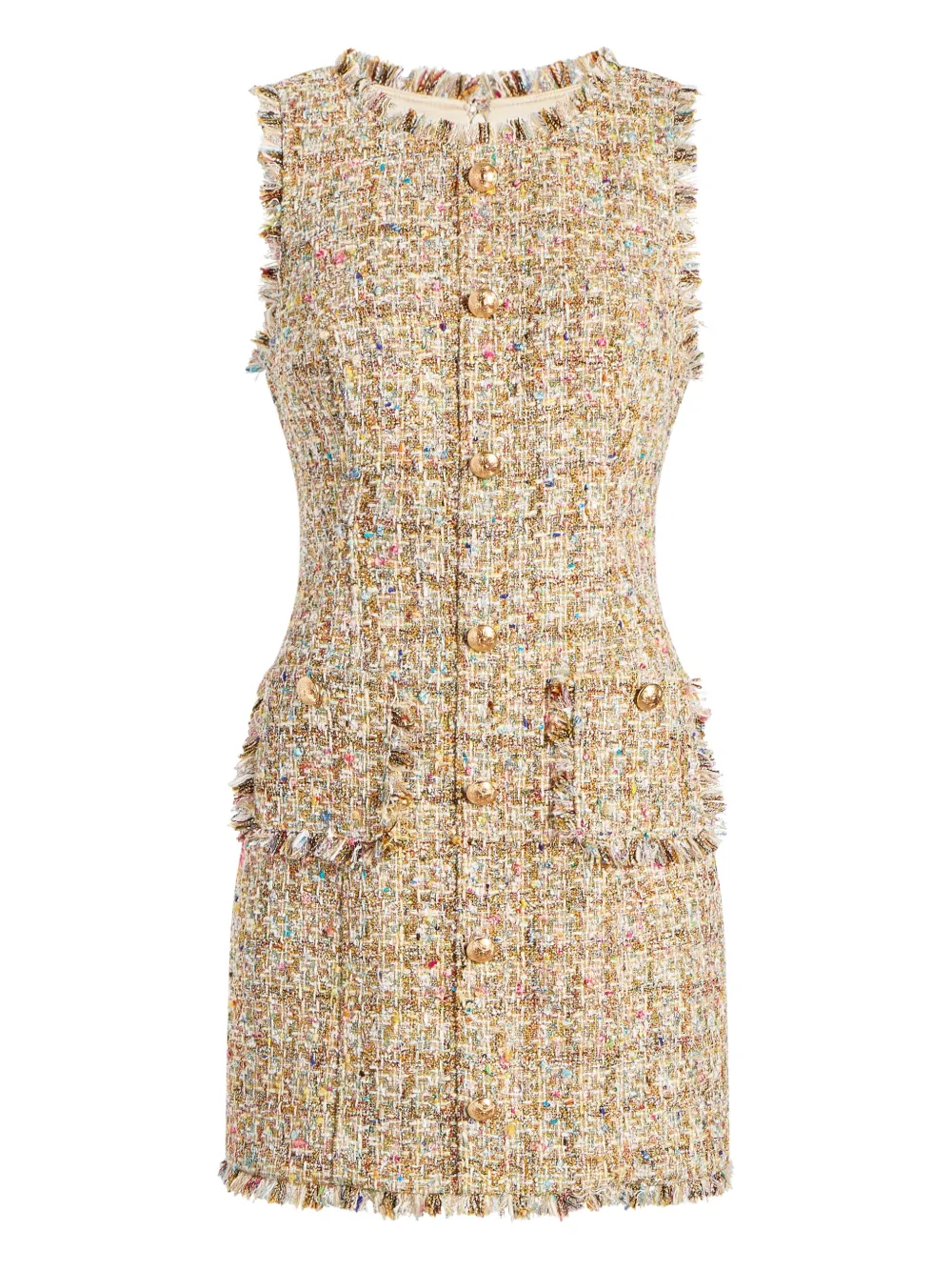tweed fringed mini day dress