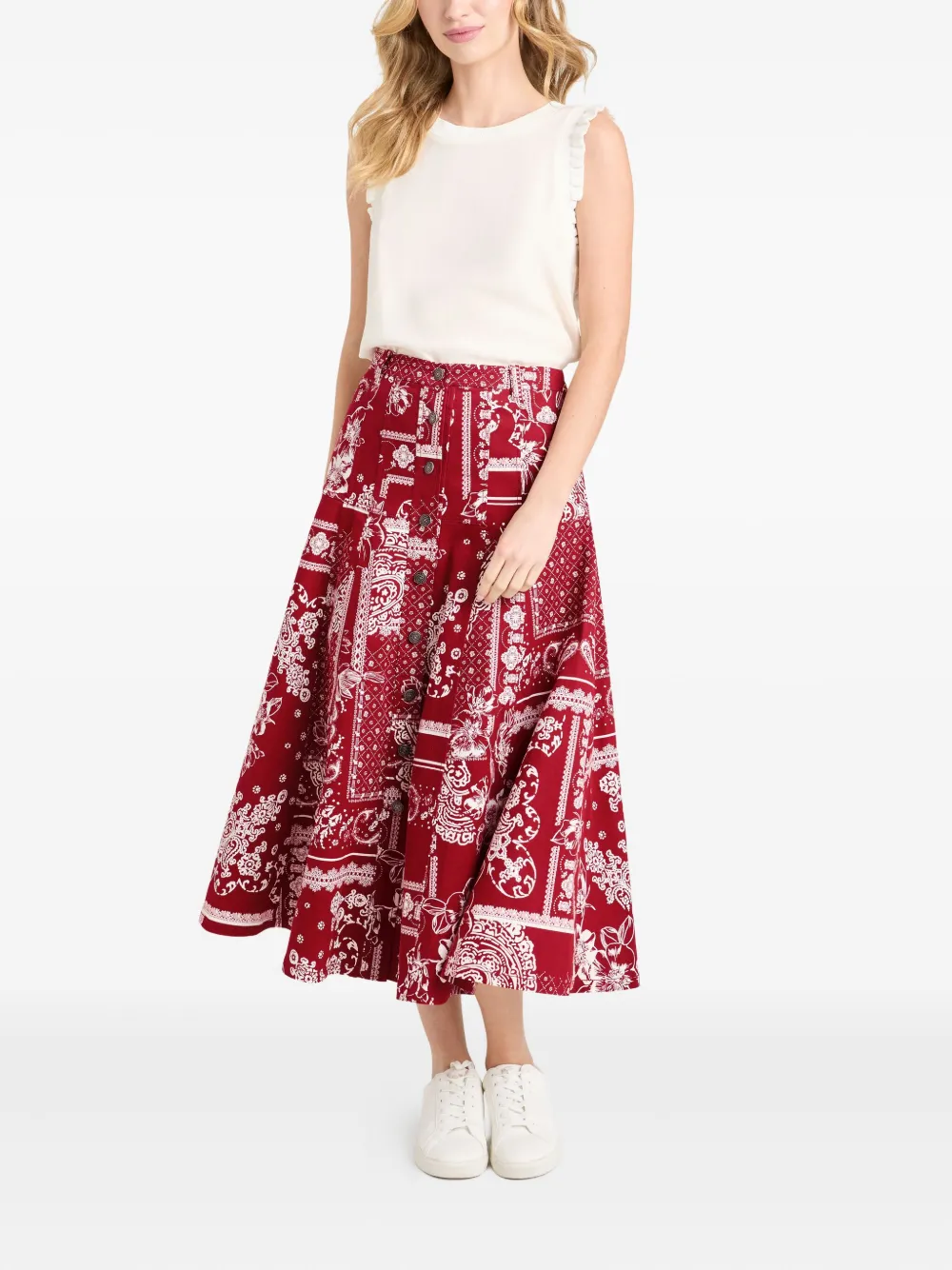 Cinq A Sept paisley-print skirt - Rood
