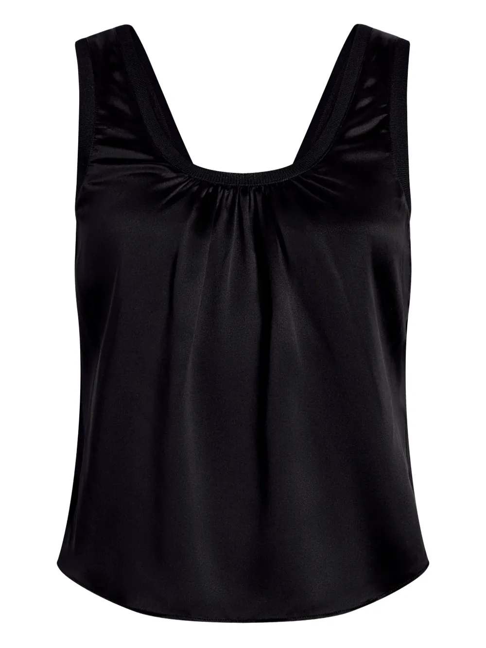 gathered-neck silk top