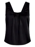 Cinq A Sept gathered-neck silk top - Black