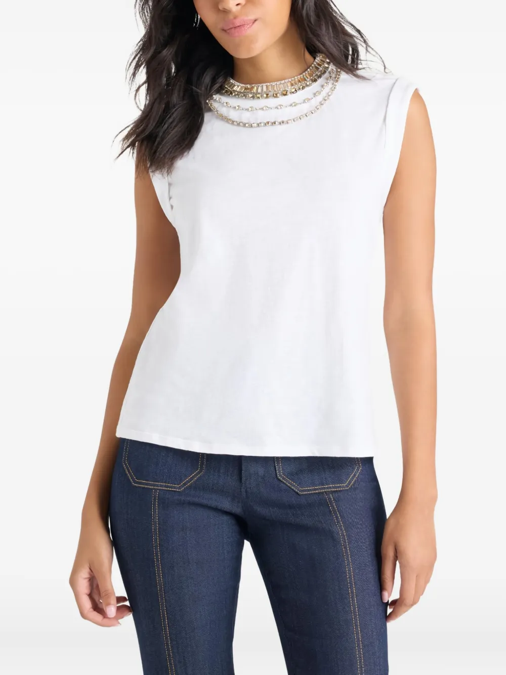 Cinq A Sept T-shirt verfraaid met kapmouwen Wit