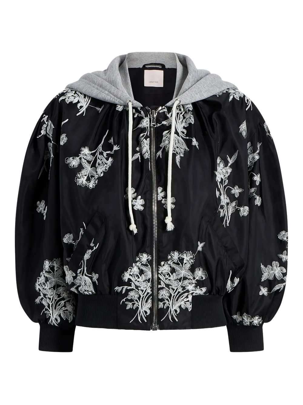 Ollie floral-embroidered puff-sleeve jacket