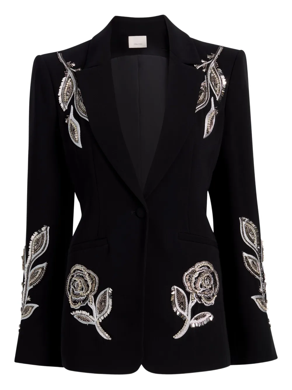 rose-embellished blazer