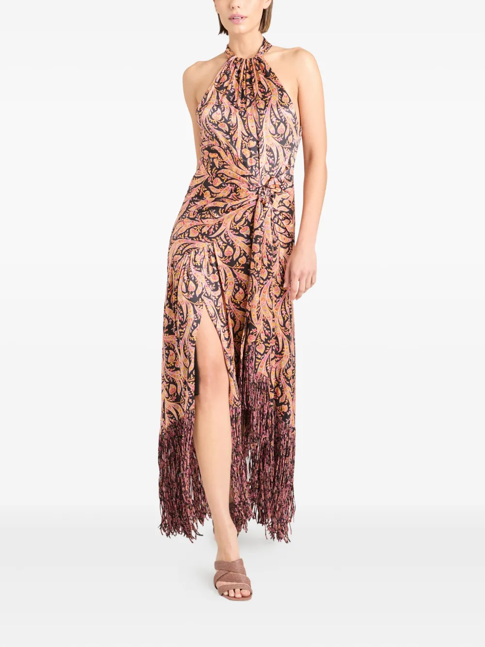 Cinq A Sept Teresa paisley-print fringe dress - Roze