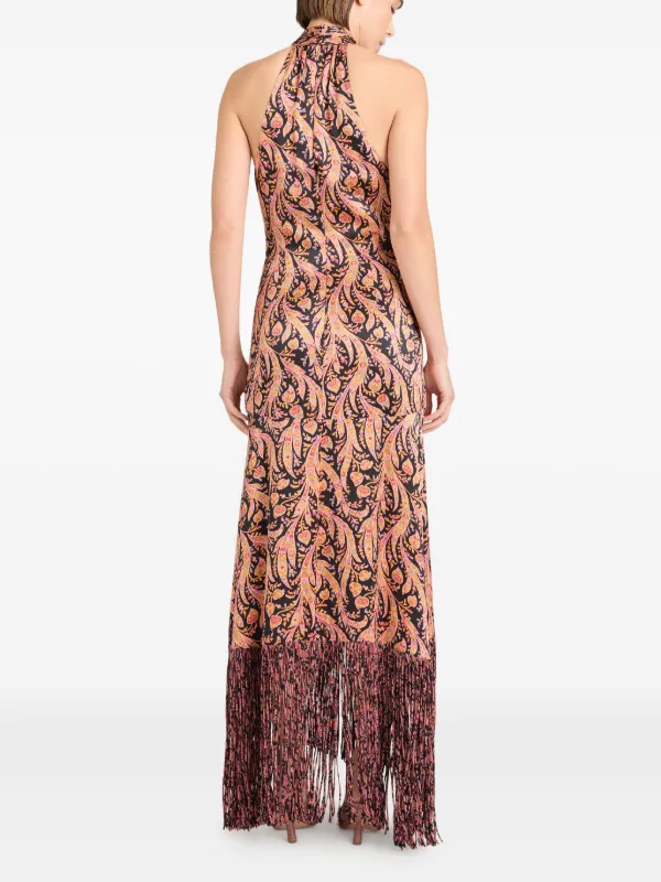 Cinq A Sept Teresa paisley-print Fringe Dress | Pink | FARFETCH