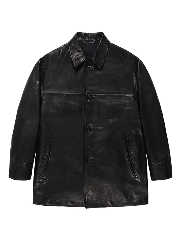 WACKO MARIA button-fastening Leather Jacket | Black | FARFETCH