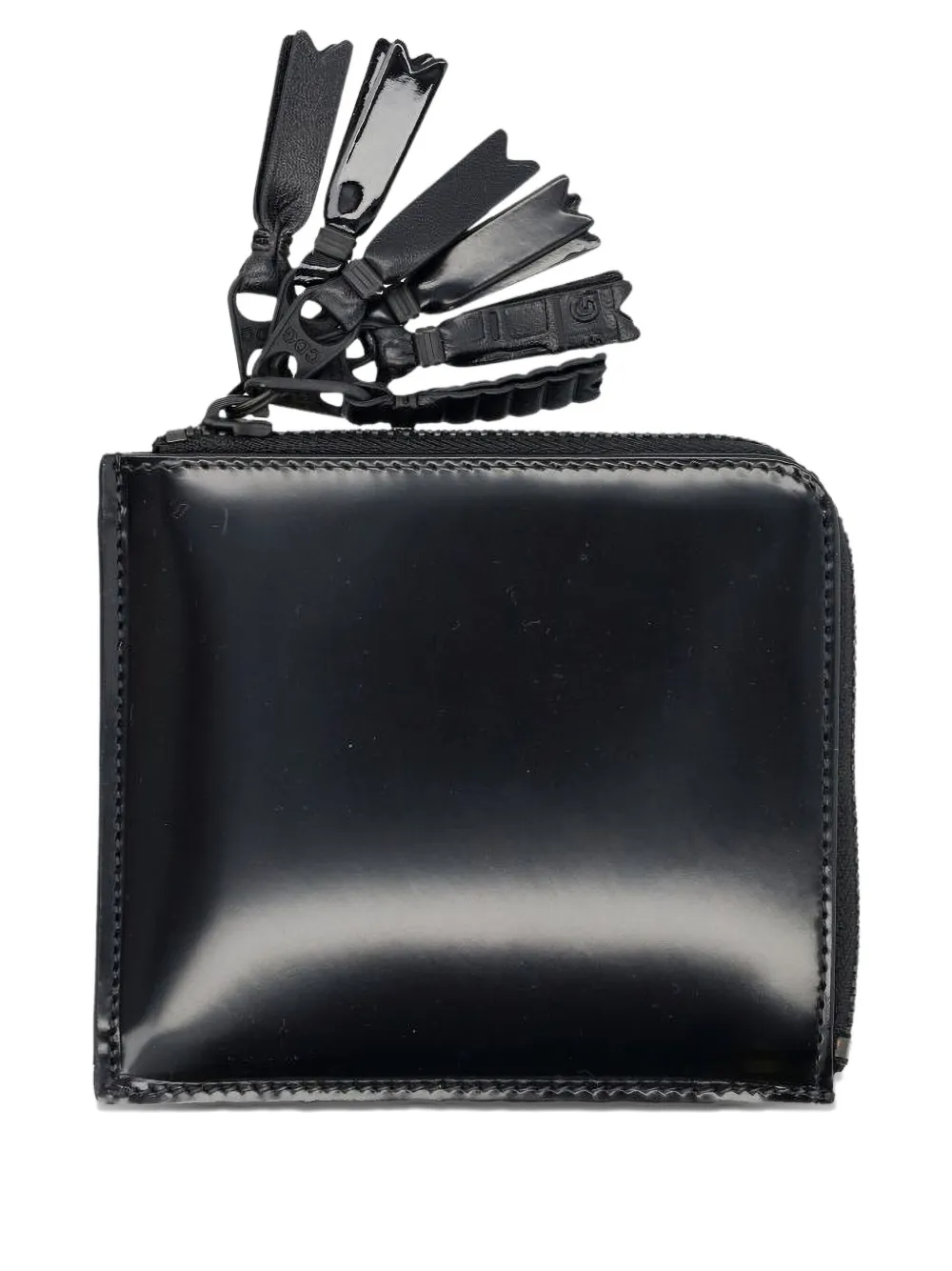 Comme Des Garçons Wallet Portemonnee met halve rits en kwastje Zwart