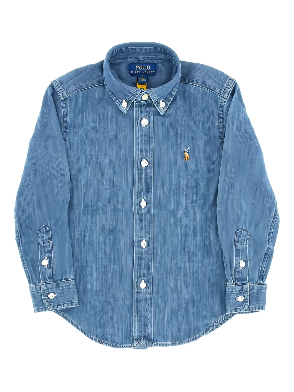 POLO RALPH LAUREN KIDS denim long-sleeve shirt Blauw