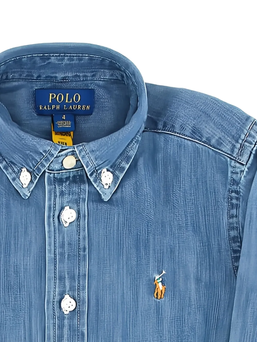 POLO RALPH LAUREN KIDS denim long-sleeve shirt Blauw