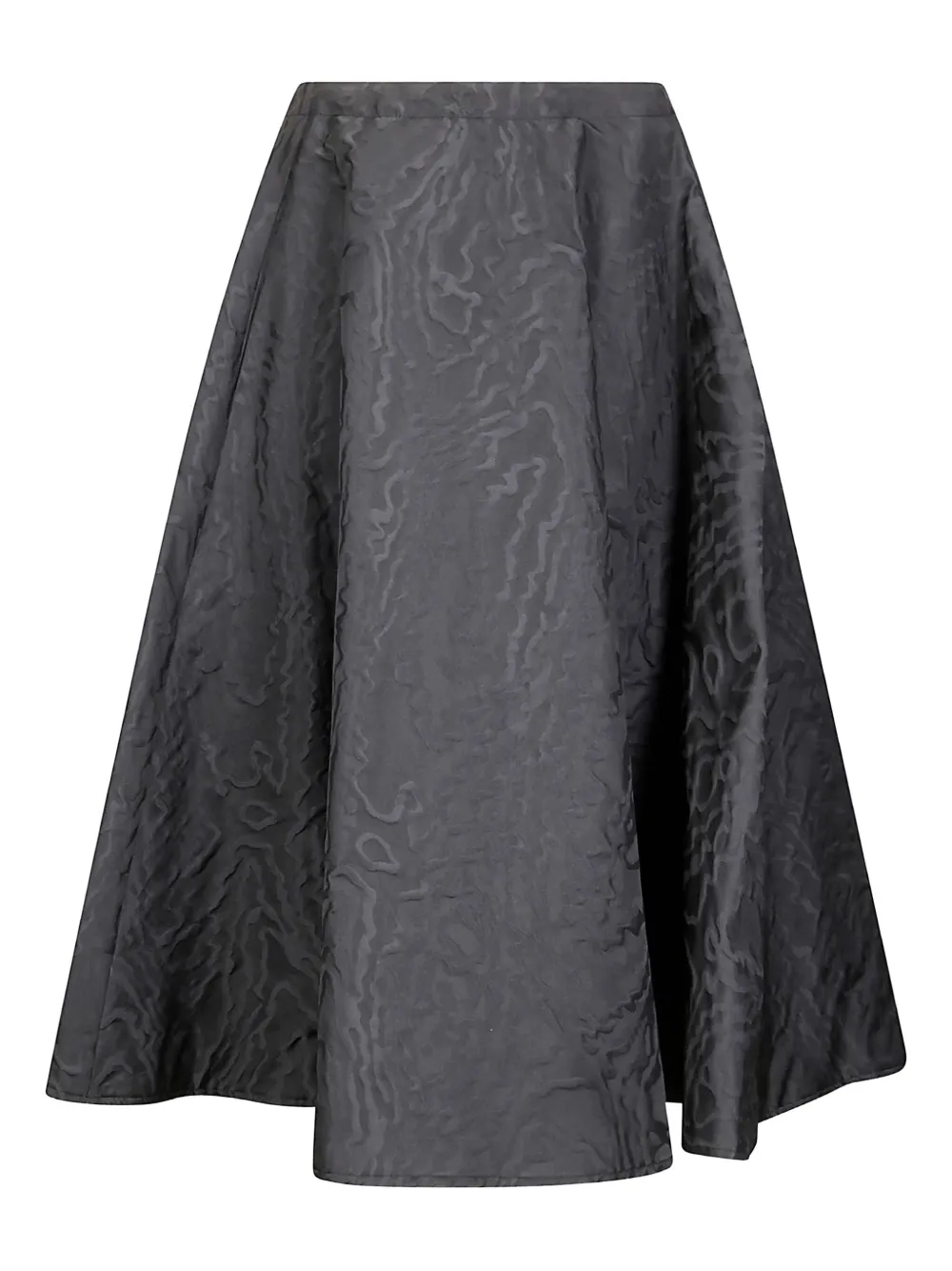 Stefano Mortari Black Flared Midi Skirt With Damask Effect In Black