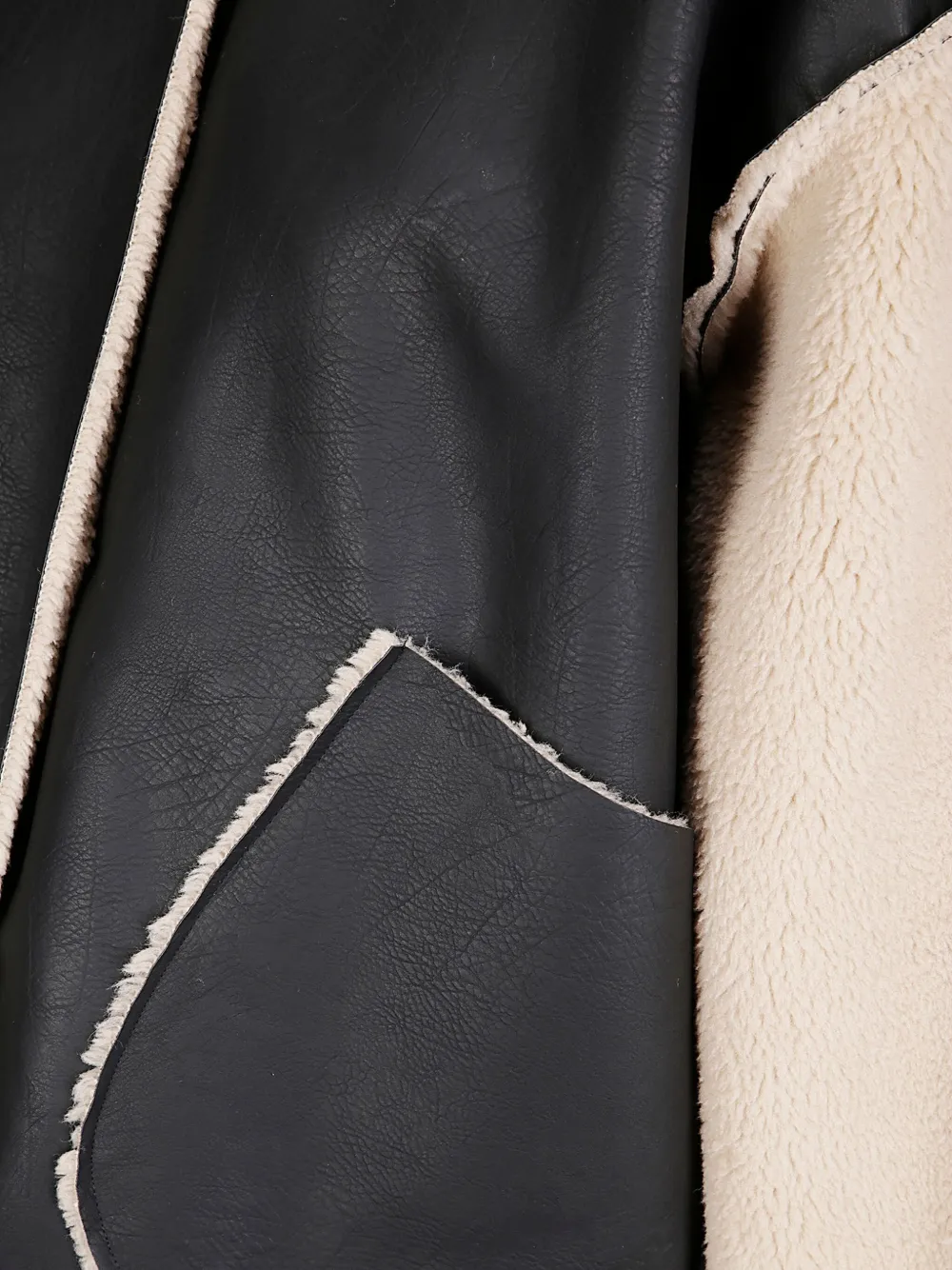 Stefano Mortari Leren fleece jack met capuchon Zwart