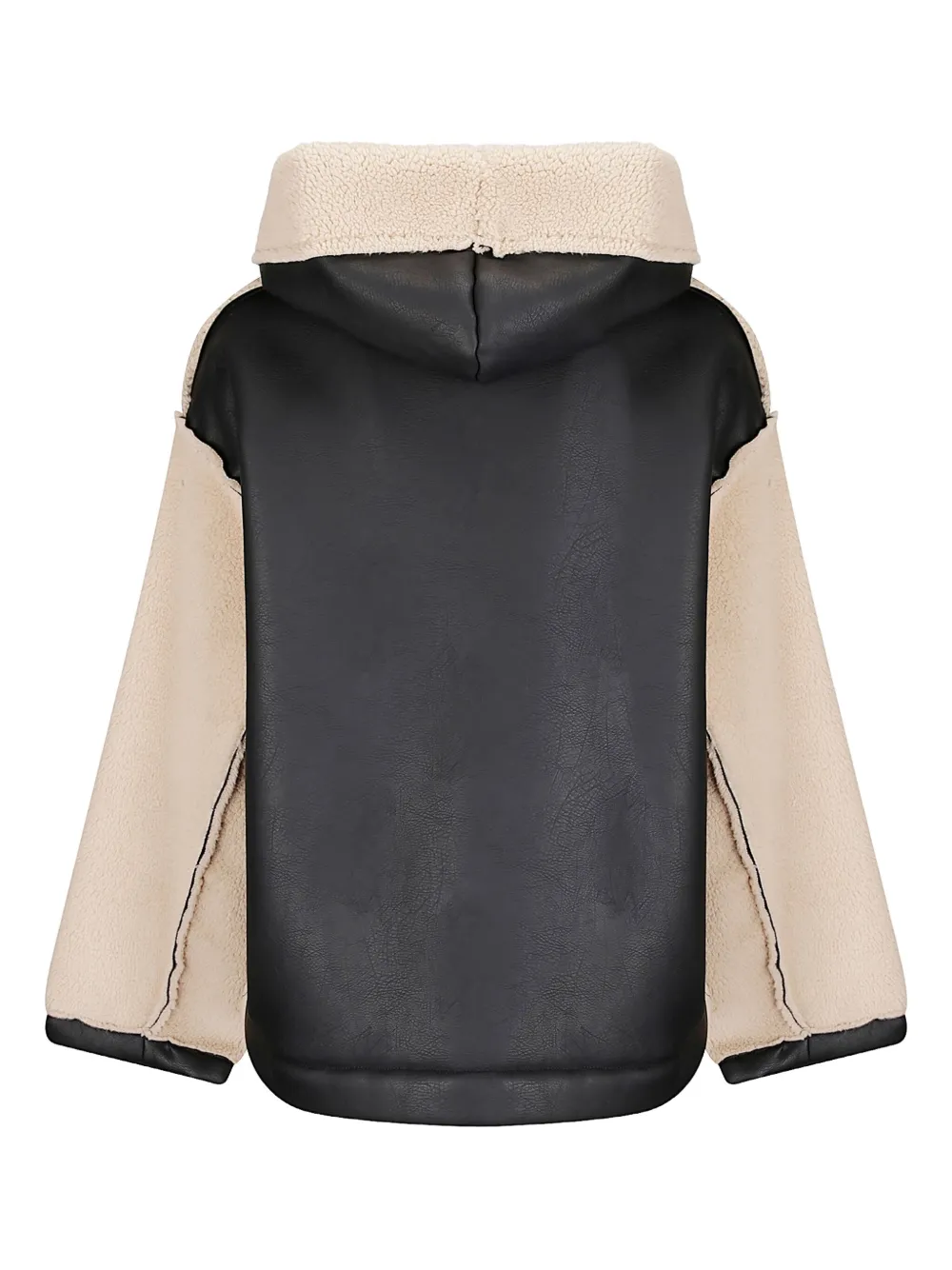 Stefano Mortari Leren fleece jack met capuchon Zwart