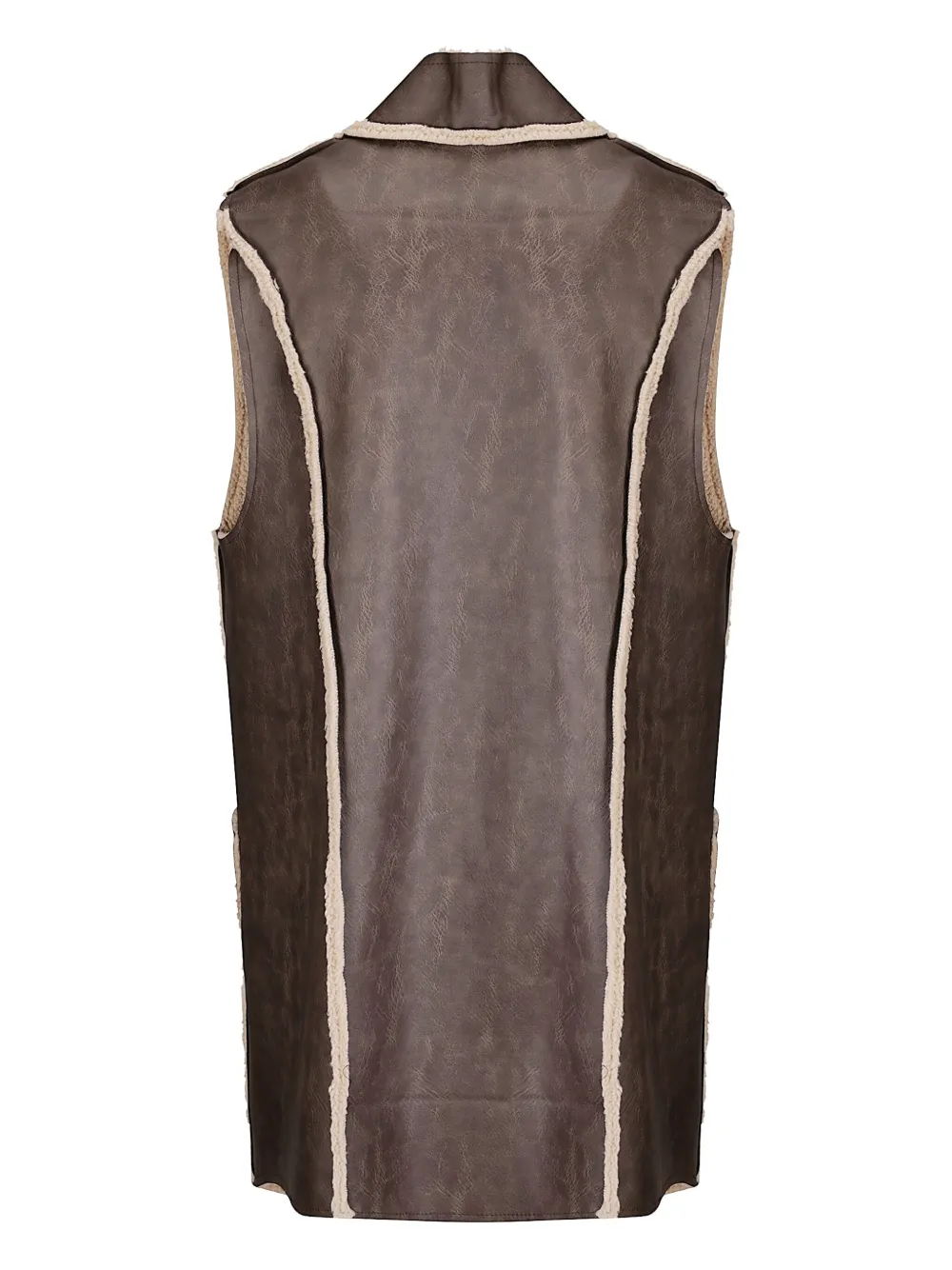 Stefano Mortari Leren gilet met lammy afwerking Bruin