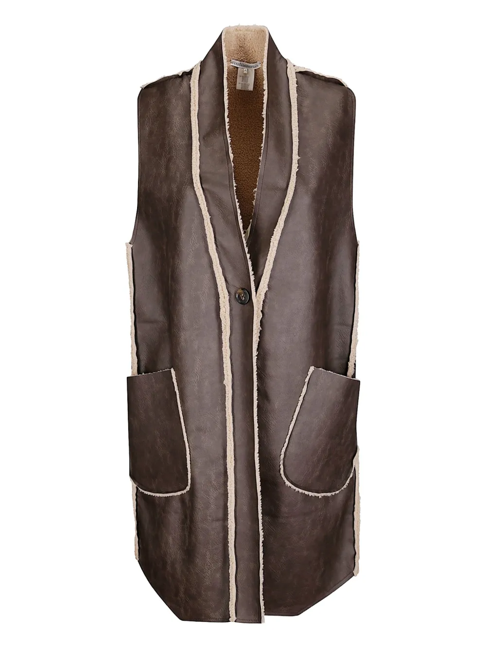Stefano Mortari Leren gilet met lammy afwerking Bruin