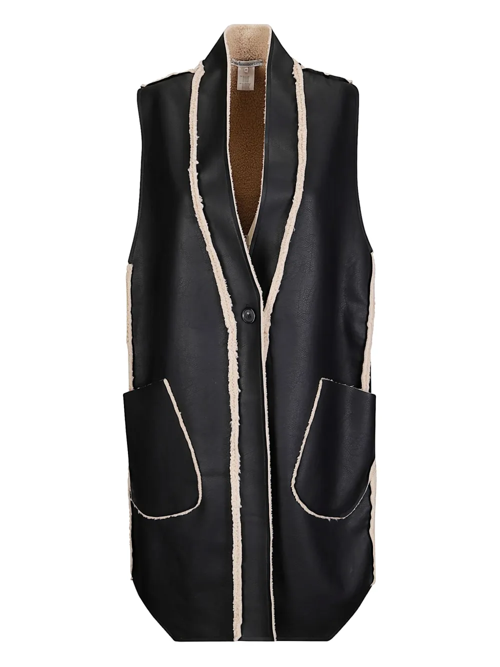 Stefano Mortari Long Sheepskin-effect Vest In Synthetic Material In Black