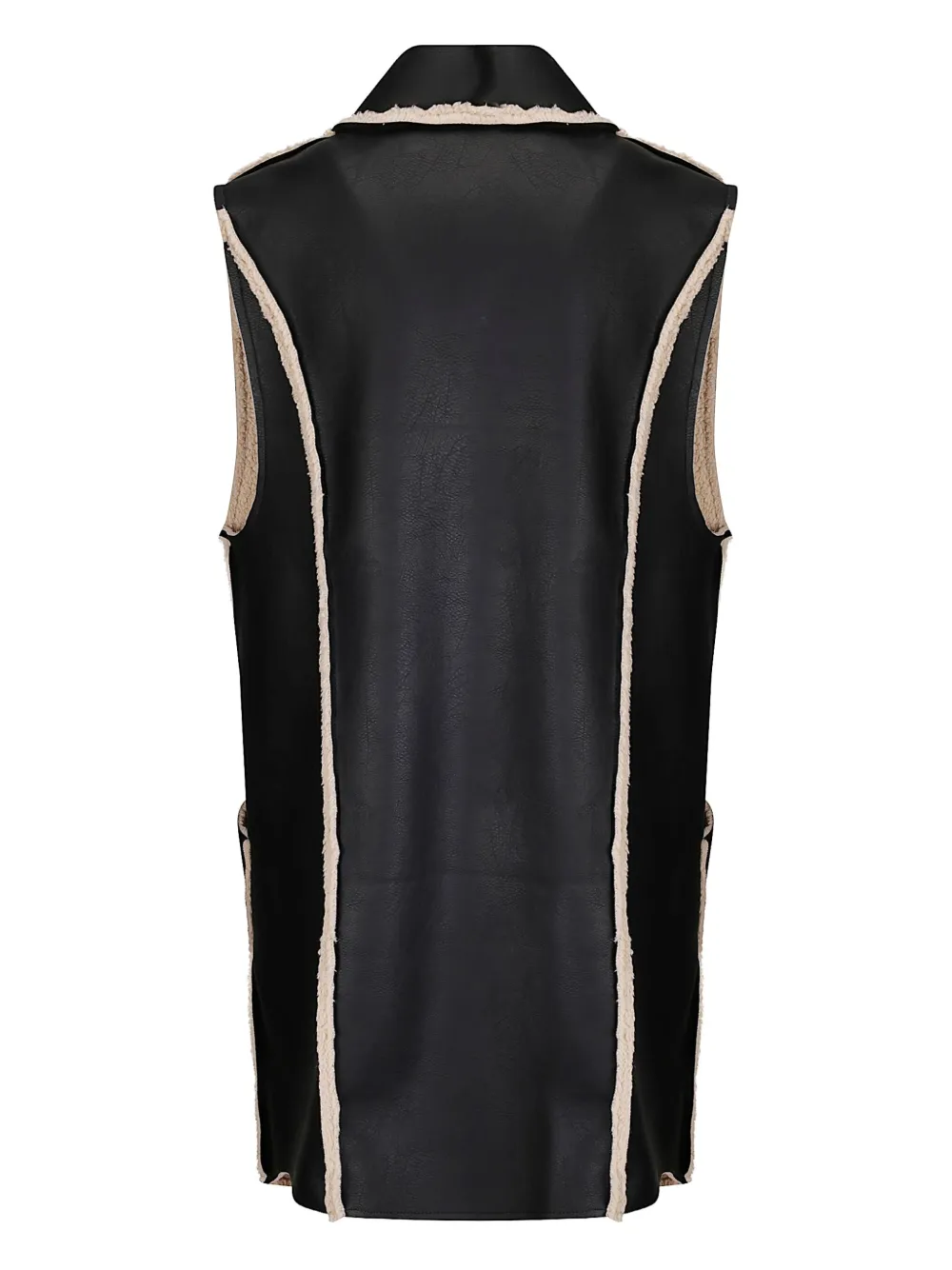 Stefano Mortari Long Sheepskin-effect Vest In Synthetic Material In Black