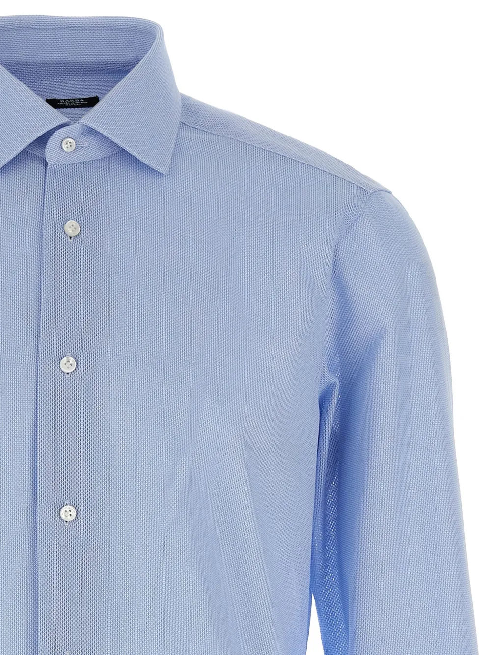 Barba Katoenen overhemd met honingraatpatroon Blauw