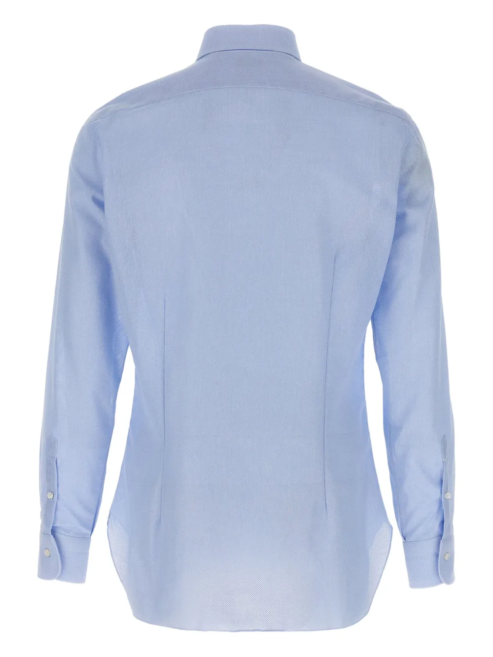 Barba honeycomb-pattern cotton shirt - Blauw