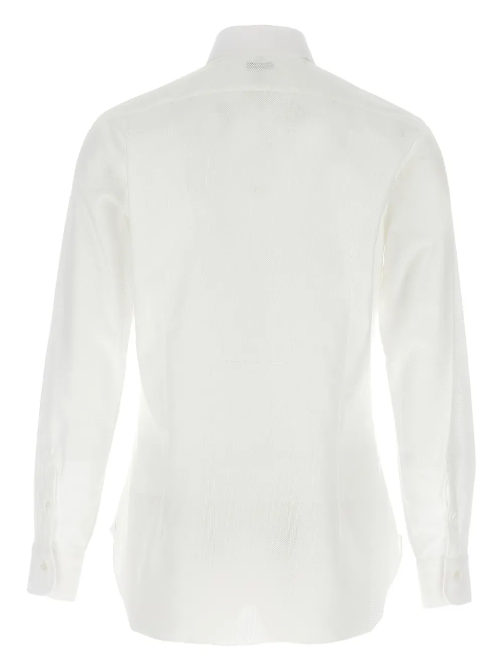 Barba honeycomb-pattern cotton shirt - Wit