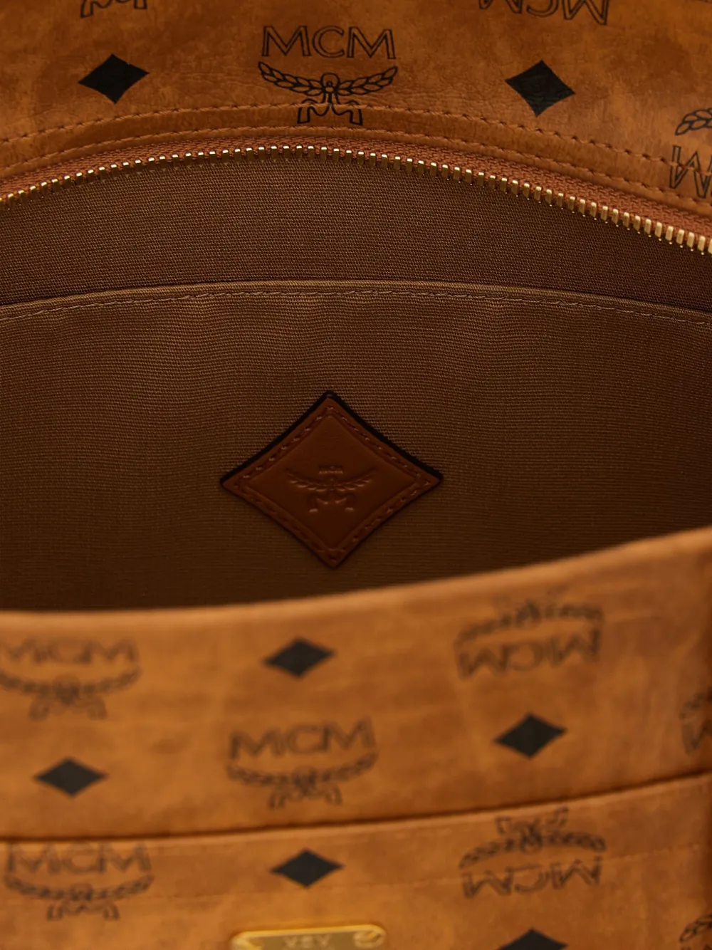 MCM Visetos schooltas met monogram Bruin