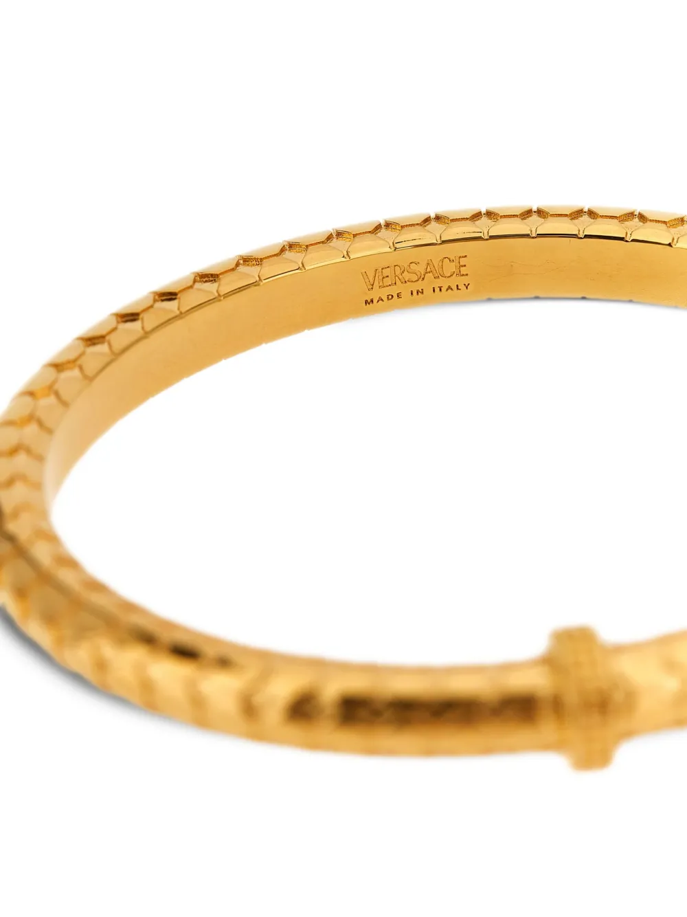Versace Geometric Hexagonal Pattern Bangle In Gold