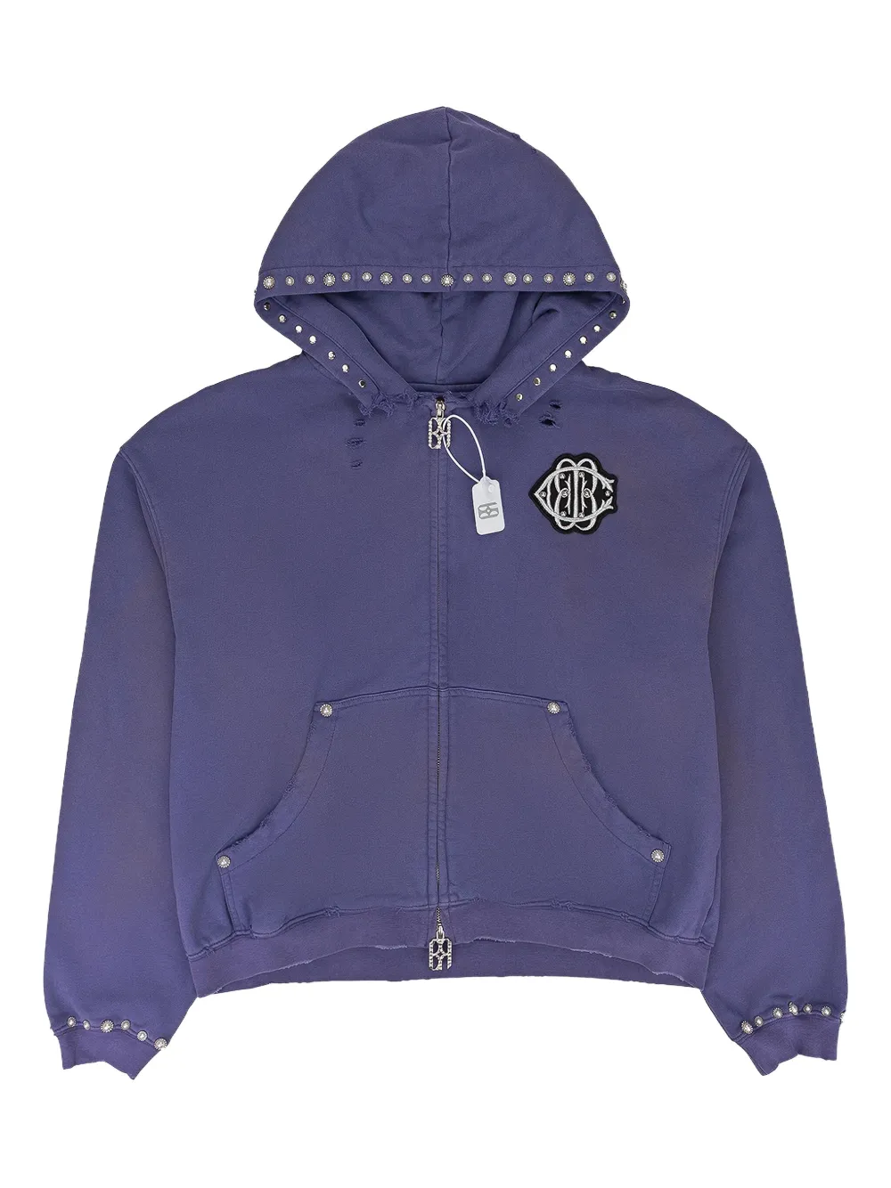 pearl-studded zip hoodie
