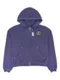 BIRTH OF ROYAL CHILD pearl-studded zip hoodie - Blue