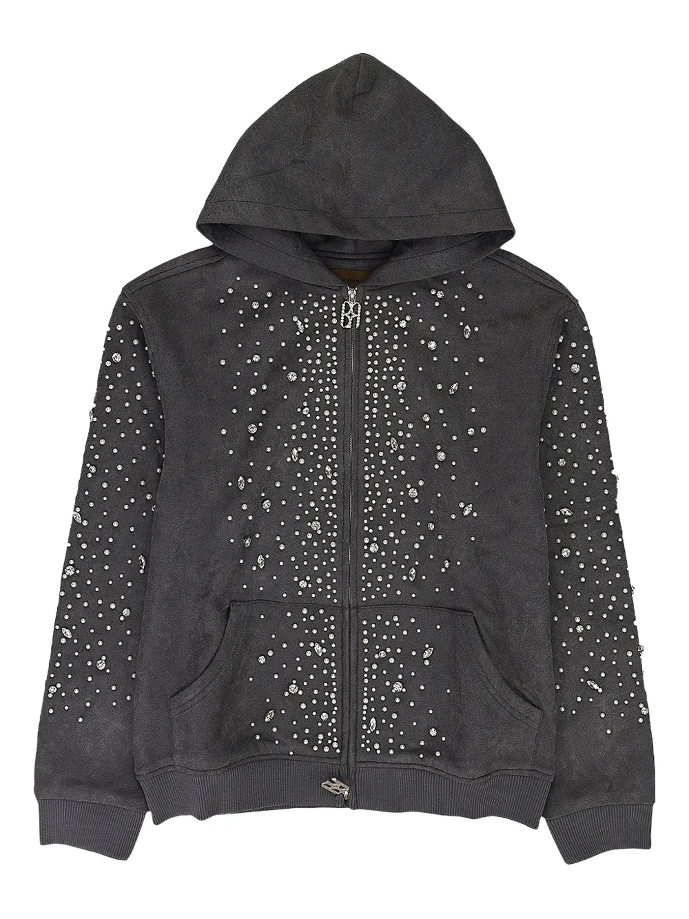 pearl-embellished zip-up hoodie