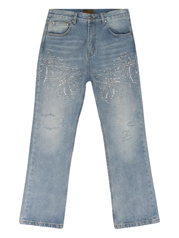 BIRTH OF  CHILD バースオブロイヤルチャイルド Fireworks Washed Denim スパンコール装飾 フレアデニムパンツ インディゴ 31308598_60715133_600.jpg