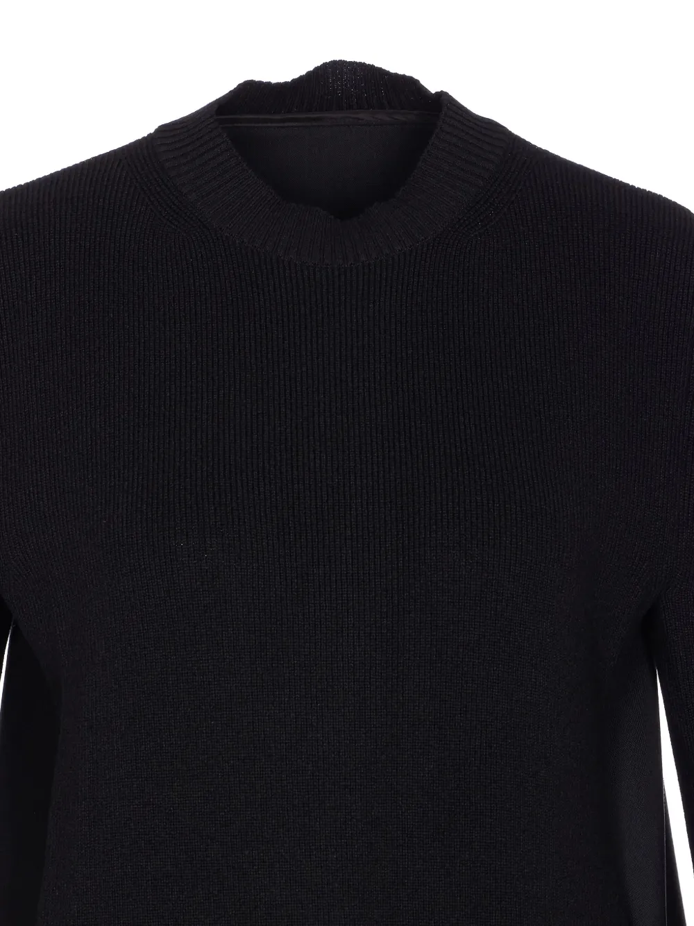 sacai Mini-jurk met ruches en gebreid vlak Zwart