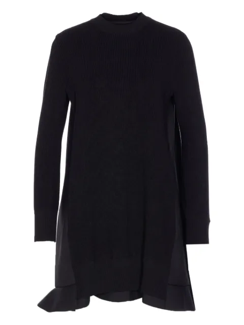 sacai knit-panel ruffled mini dress