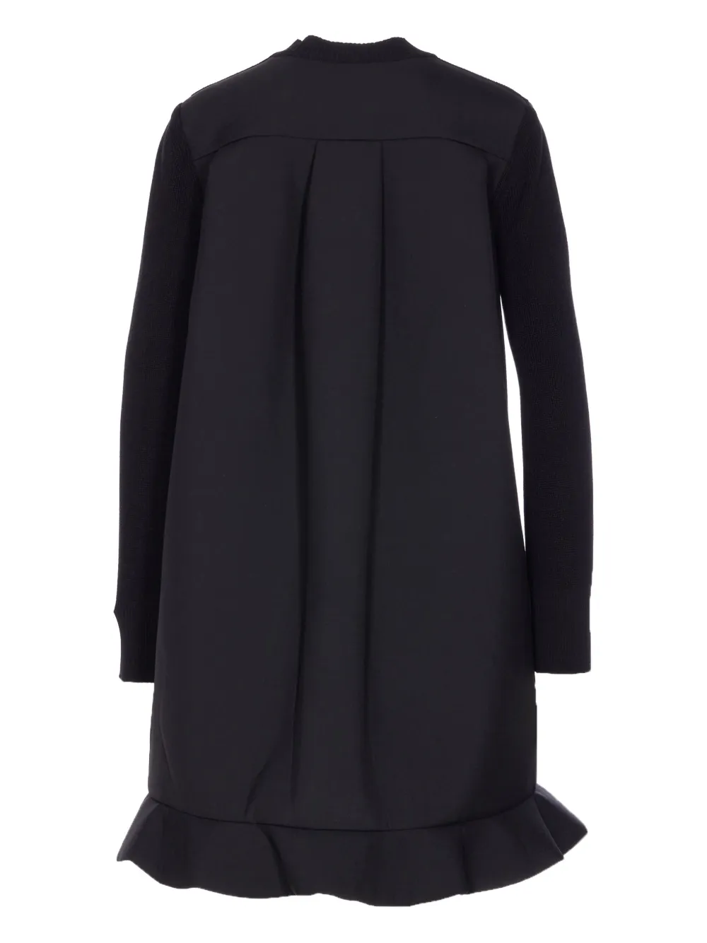 Sacai knit-panel ruffled mini dress - Zwart