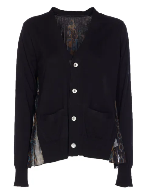 sacai floral-print pleated cardigan