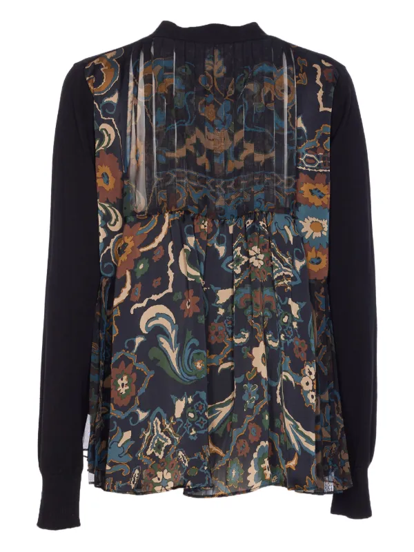 【新品】sacai サカイ フローラル ニット カーディガン Sacai フローラル カーディガン | ブラック | FARFETCH JP