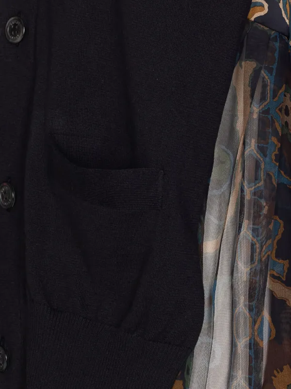 【新品】sacai サカイ フローラル ニット カーディガン Sacai フローラル カーディガン | ブラック | FARFETCH JP